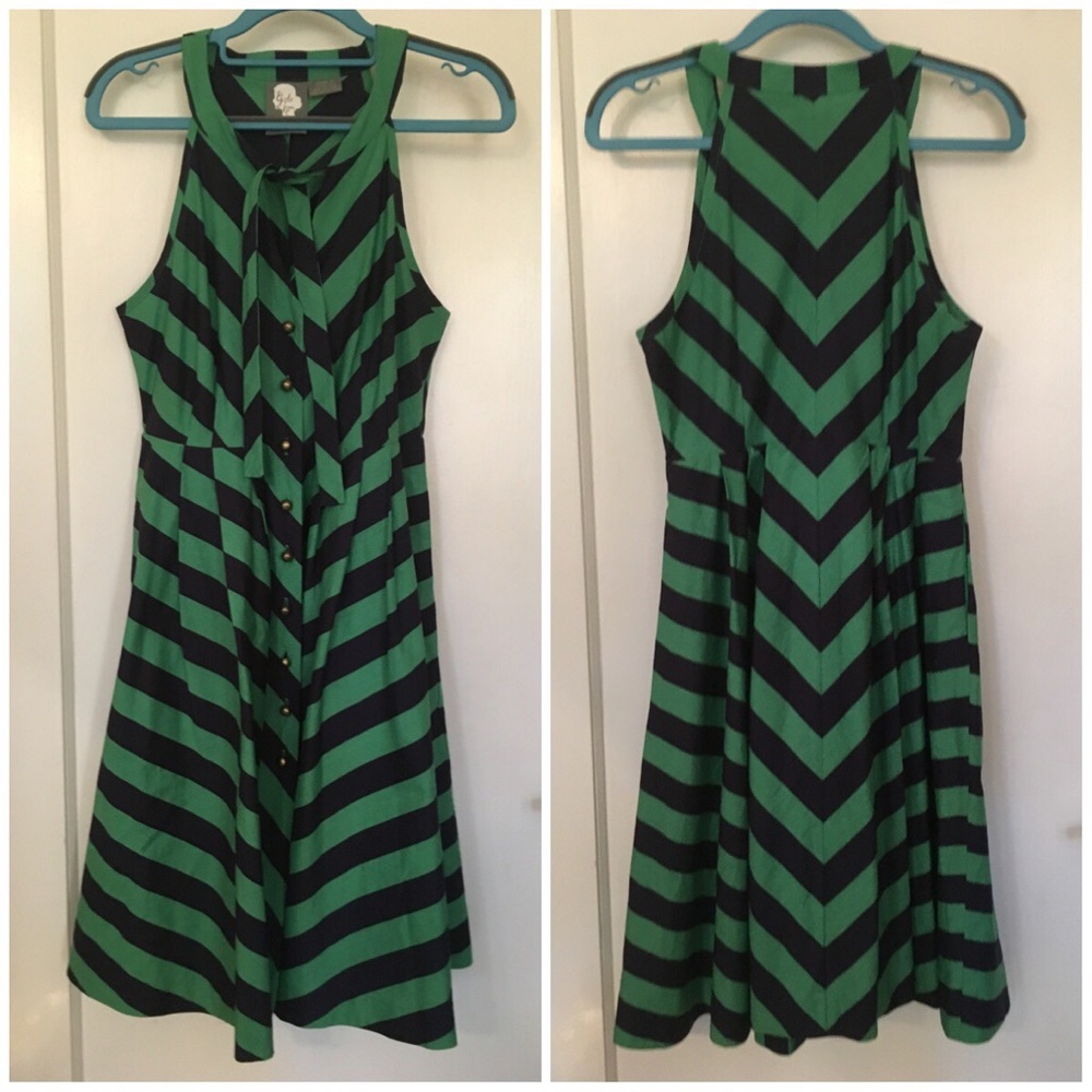 Anthropologie Girl From Savoy Emerald Ripple Dress - Picture 2 of 8